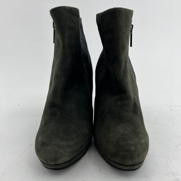 Sacha London (7) Flavia Green Suede Leather Zip Up Ankle Boots - Picture 5 of 13